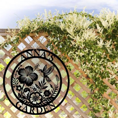 Personalized Metal Garden Sign with Name, Custom Flower Decor for Outdoor Spaces-MetalsignX