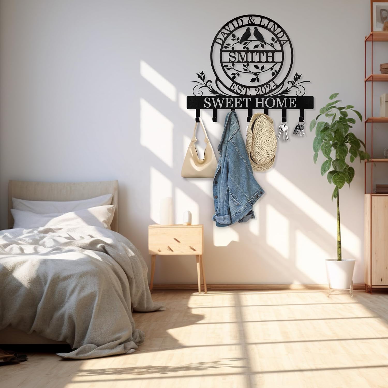 Personalized Couple's Name Key Rack Coat Rack, Metal Key Holder, Housewarming Gifts-MetalsignX