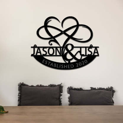 Custom Handmade Wedding Metal Sign of Name with Heart and Infinity-MetalsignX