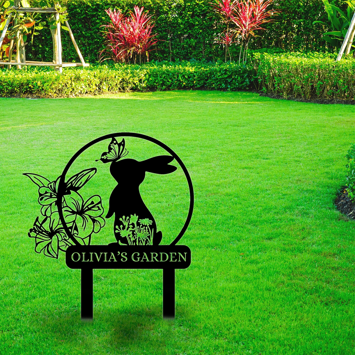 Personalized Rabbit Metal Garden Signs | Farm Animal Sign | Rabbit Sympathy Gift | Garden Signs Plaque Outdoor Decor-MetalsignX