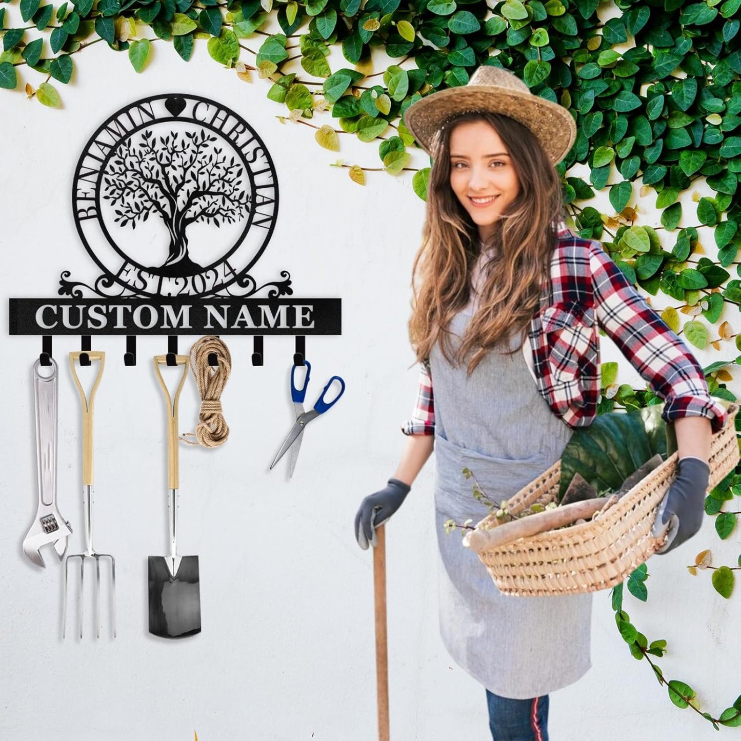 Custom Name Metal Key Holder Wall Mount, Organizer Rack for Home Entryway-MetalsignX