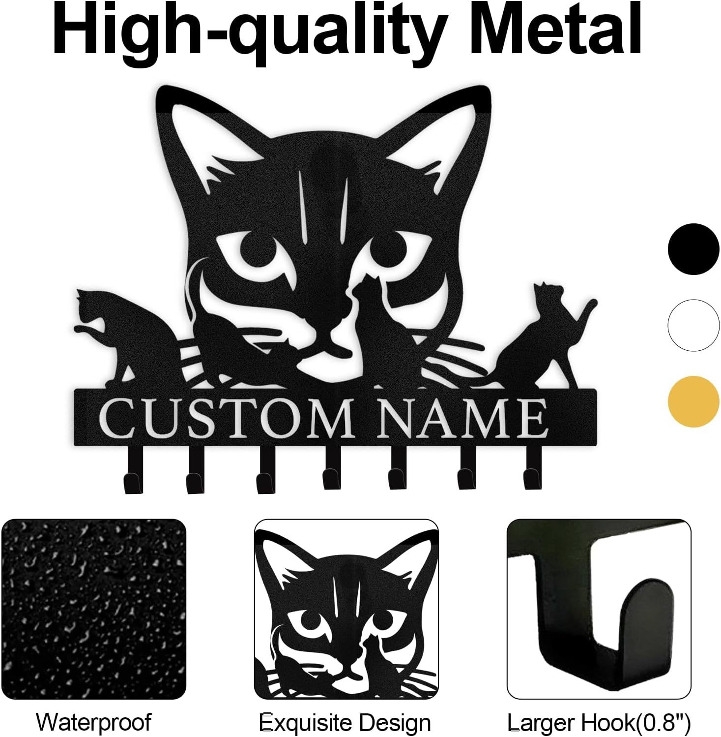 Custom Name Metal Key Holder Wall Mount, Organizer Rack for Home Entryway-MetalsignX