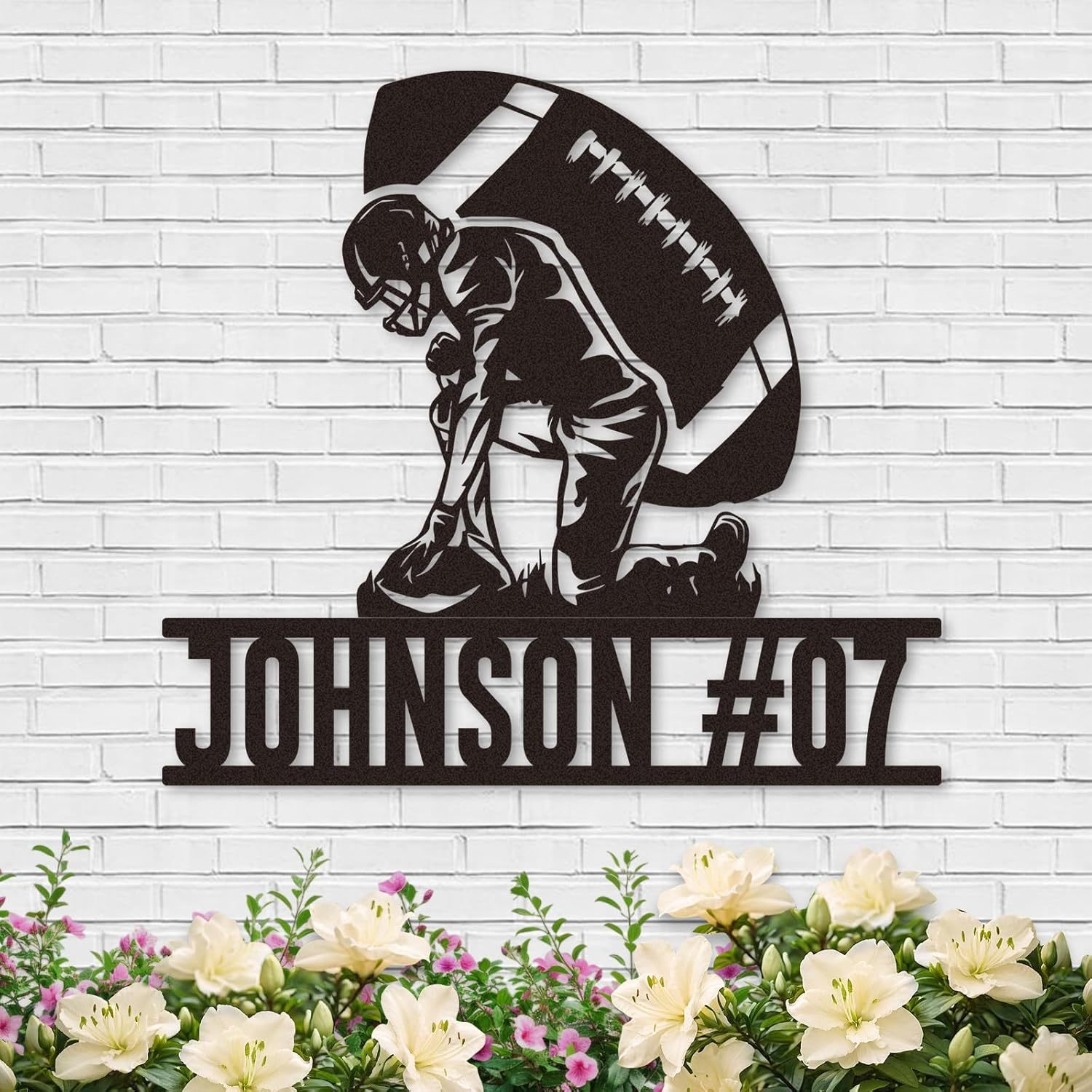 Custom Football Sign Metal Wall Art, American Football Player Hanging Sign Outdoor Metal-MetalsignX