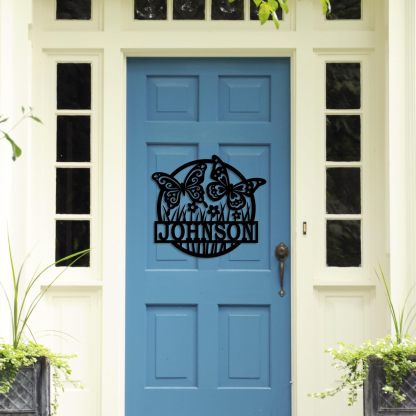 Custom Metal Sign, Personalized Butterfly Cabin Sign, Monogram Family Name Sign, Outdoor Wall Art, Bedroom Decor, Housewarming Gift-MetalsignX