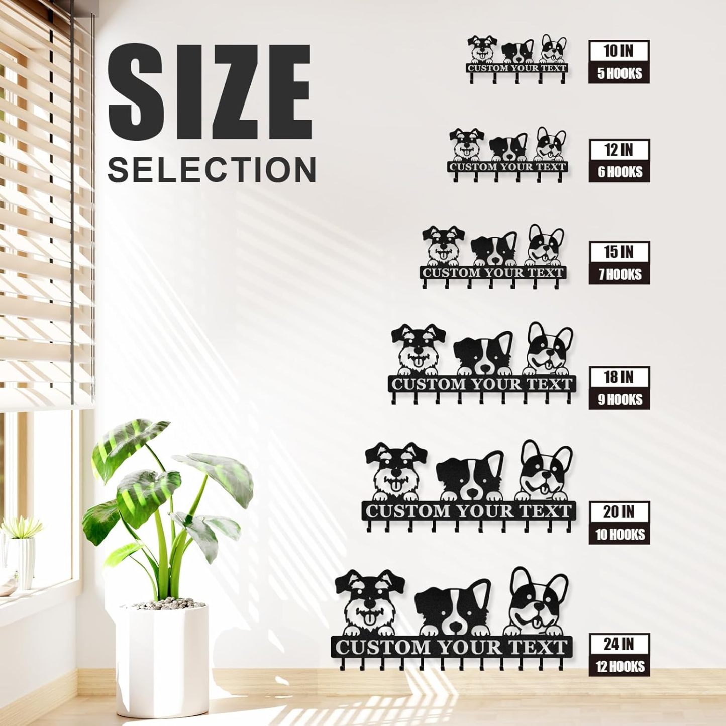 Custom Name Dog Hooks for Wall, Personalized Dog Leash Holder for Wall-MetalsignX