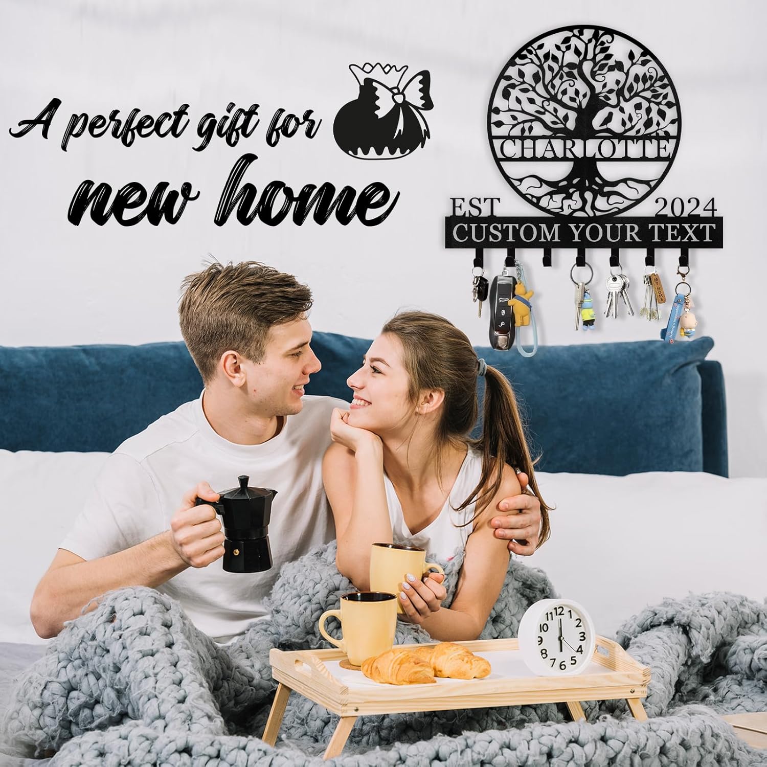 Personalized Key Holder Wall Mount, Custom Name Tree of Life Key Holder for Wall-MetalsignX