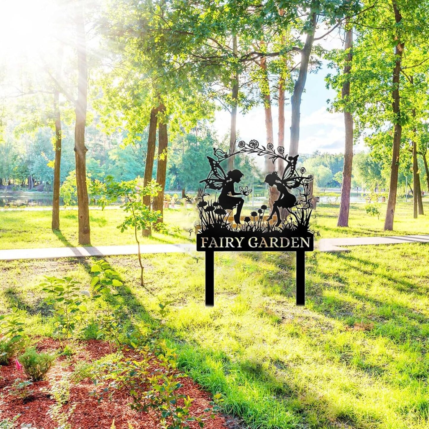 Handcrafted Fairy Garden Stake , Rustic Metal Sign for Magical Yard Spaces-MetalsignX