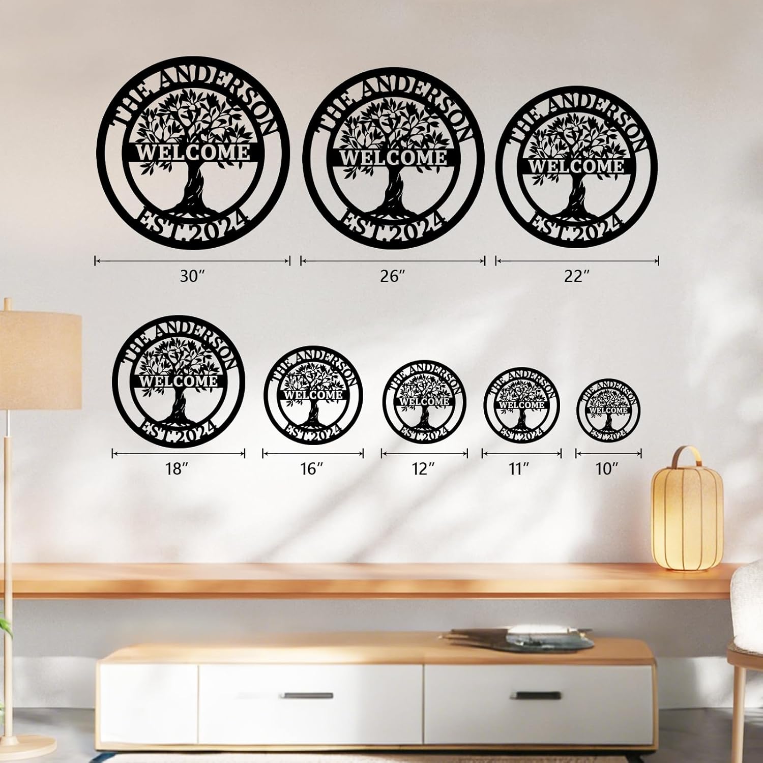 Personalized Tree of Life Metal Name Sign, Garden Yard Sign, Monogram Wall Decor-MetalsignX