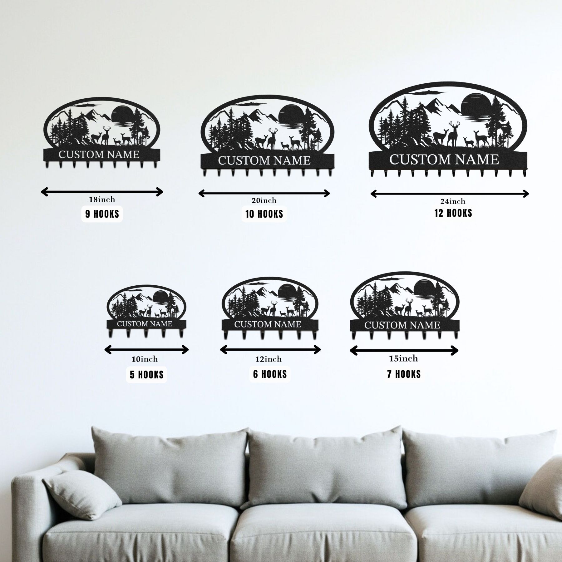 Personalized Key Holder for Wall, Custom Metal Deer Cabin Key Hooks with Name, Metal Jacket Holder Hooks Organizer Rack, Coat Hanger Decor for Kitchen, Entryway, Hallway, Office, Doorway