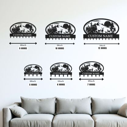 Personalized Key Holder for Wall, Custom Metal Deer Cabin Key Hooks with Name, Metal Jacket Holder Hooks Organizer Rack, Coat Hanger Decor for Kitchen, Entryway, Hallway, Office, Doorway