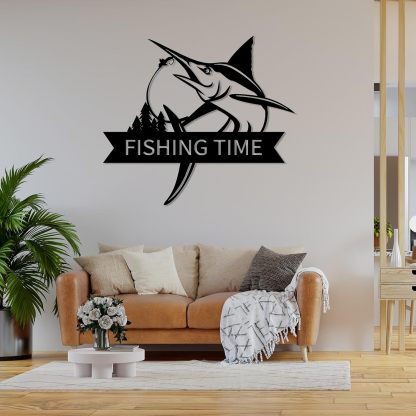 Personalized Largemouth Bass Metal Sign, Custom Fishing Last Name Sign for Home, Fish Family Signs Wall Decor-MetalsignX