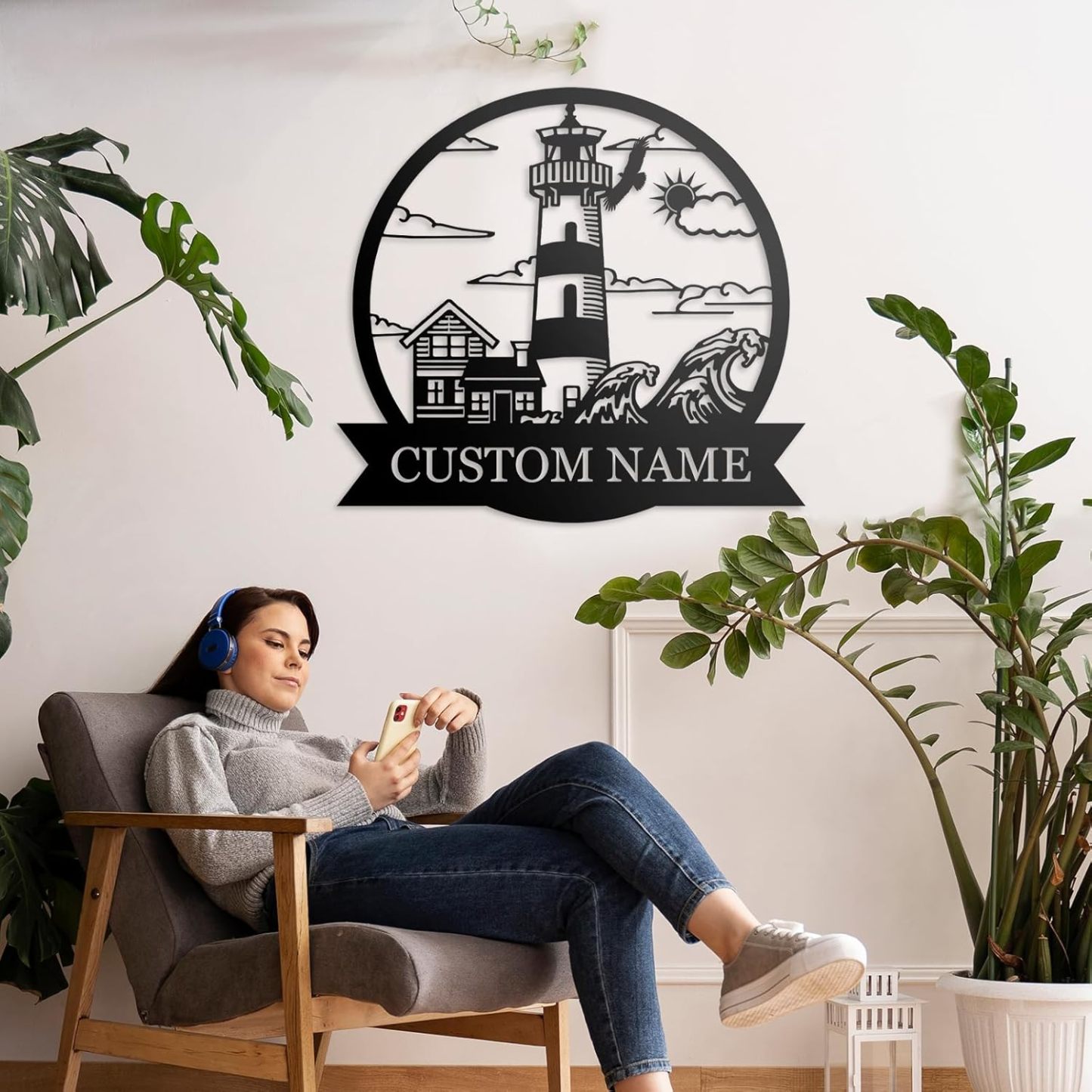 Personalized Lighthouse Metal Sign – Custom Nautical Outdoor Wall Decor for Beach House & Cabin-MetalsignX