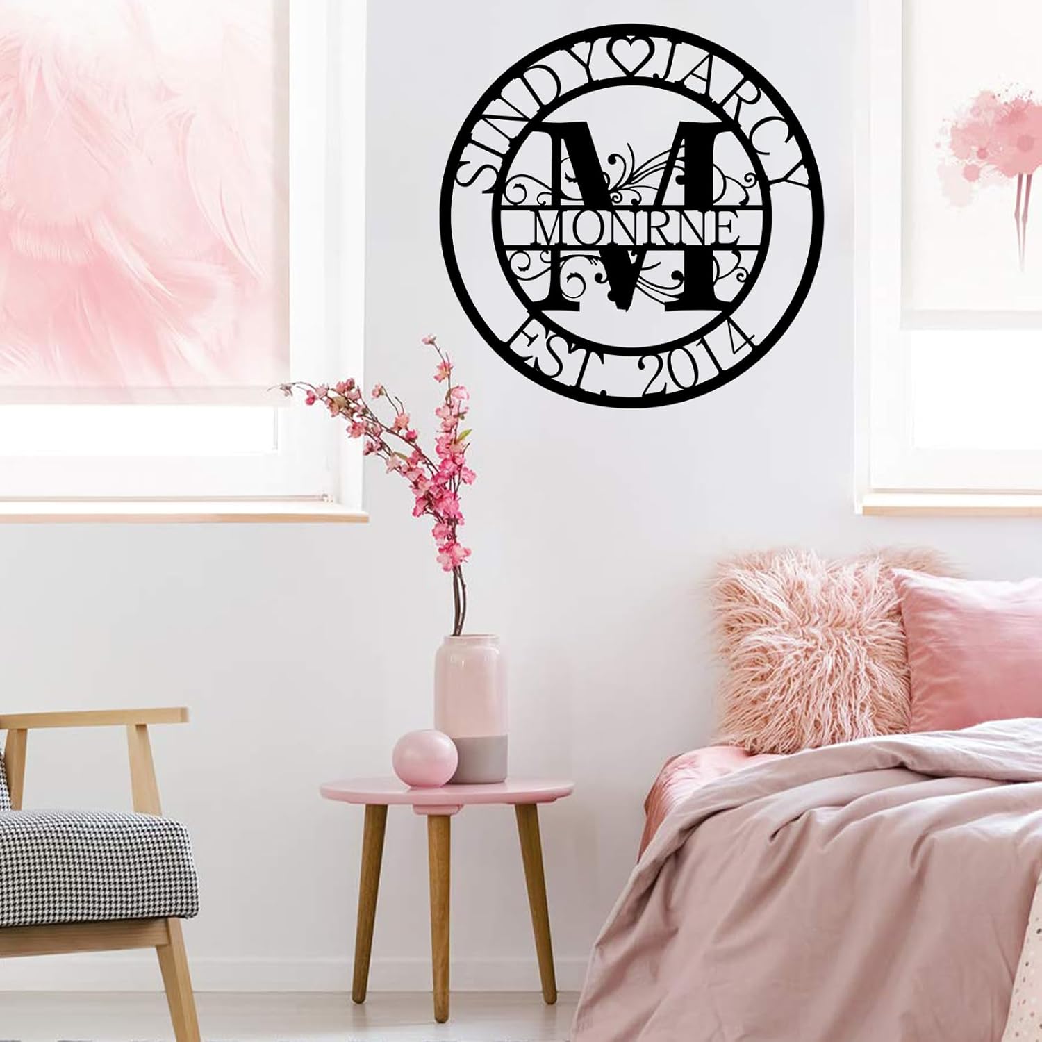 Custom Family Name Metal Sign, Monogram Wall Decor, Personalized Anniversary Wedding Couple Gifts-MetalsignX