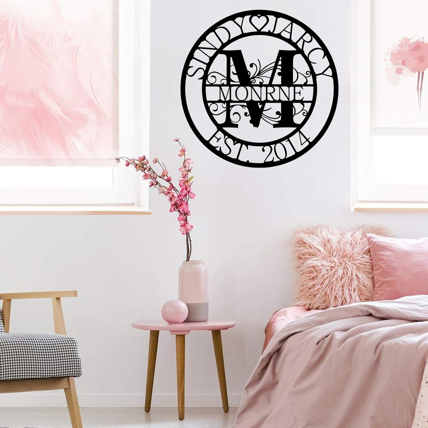 Custom Family Name Metal Sign, Monogram Wall Decor, Personalized Anniversary Wedding Couple Gifts-MetalsignX