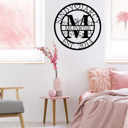 Custom Family Name Metal Sign, Monogram Wall Decor, Personalized Anniversary Wedding Couple Gifts-MetalsignX