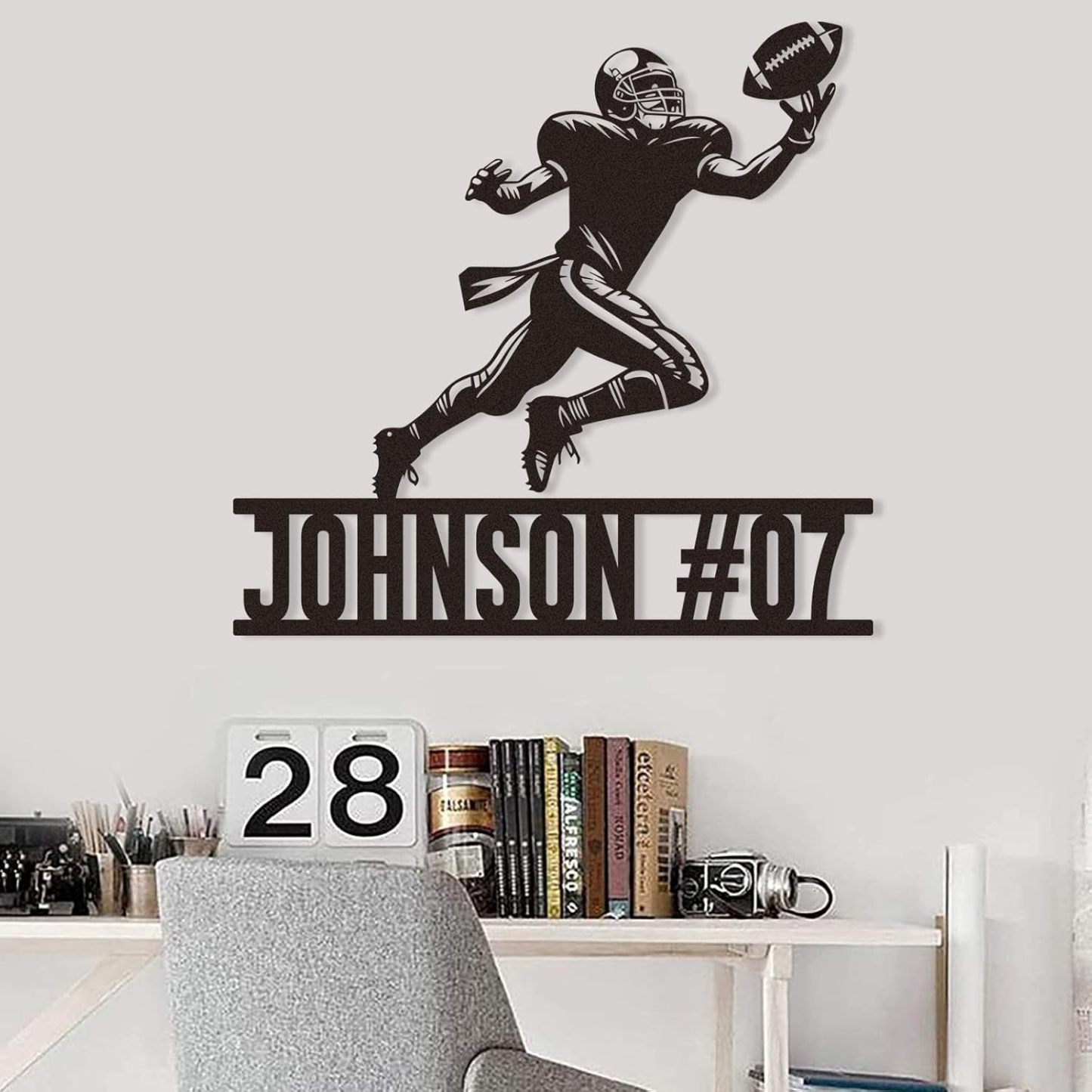 Personalized Football Metal Sign, Metal Signs Customized, Custom Ball Football Metal Wall Art, Custom Signs Outdoor Metal, Custom Name Sign Football Room Decor for Boys