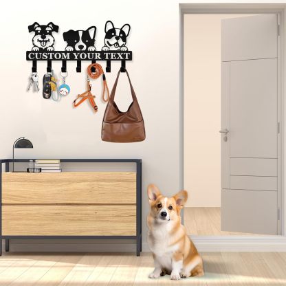 Custom Name Dog Hooks for Wall, Personalized Dog Leash Holder for Wall-MetalsignX