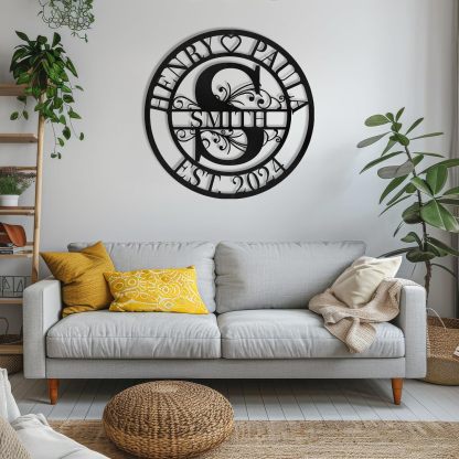 Custom Metal Signs, Personalized Family Name Sign, Split Letter Monogram, Outdoor Metal Sign, Metal Wall Art Last Name Sign, Monogram Wall Decor, Housewarming Wedding Gift for Couples