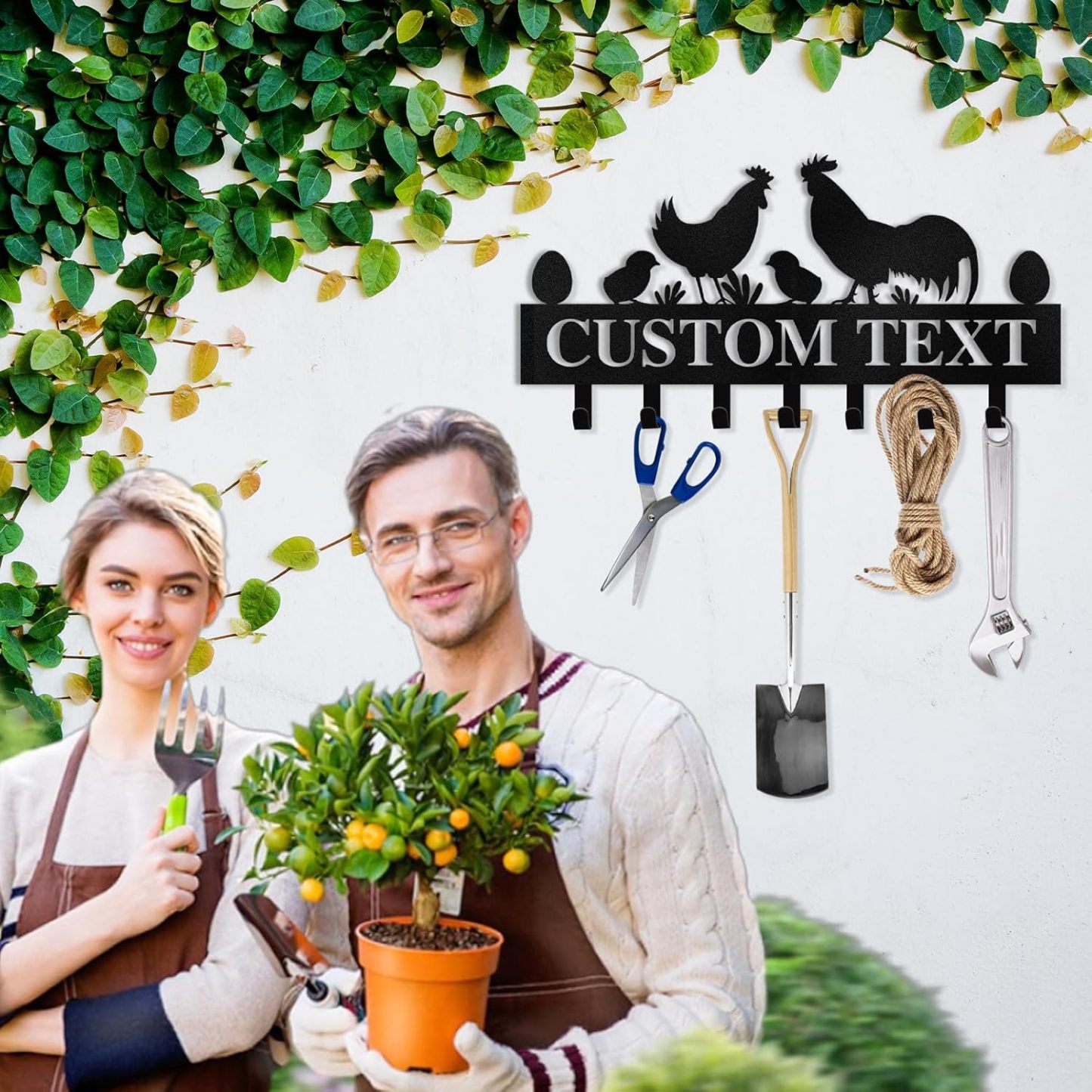 Personalized Key Holder for Wall, Key Rack Wall Mount with Chicken Design-MetalsignX