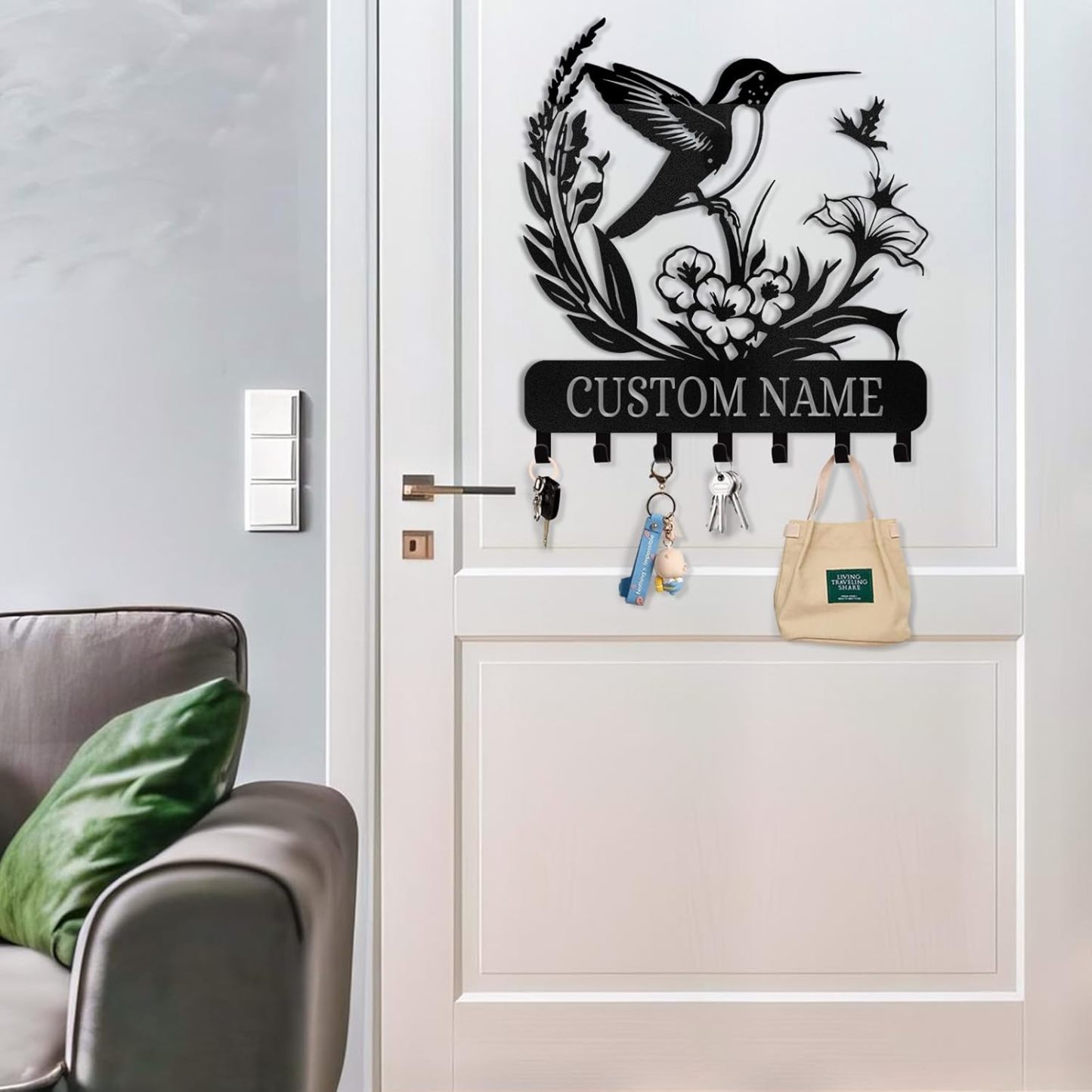 Personalized Key Holder for Wall, Custom Family Name Key Rack Holder-MetalsignX