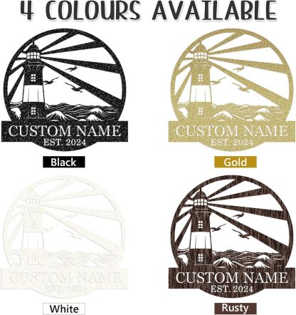 Personalized Lighthouse Metal Sign – Custom Nautical Outdoor Wall Decor for Beach House & Cabin-MetalsignX