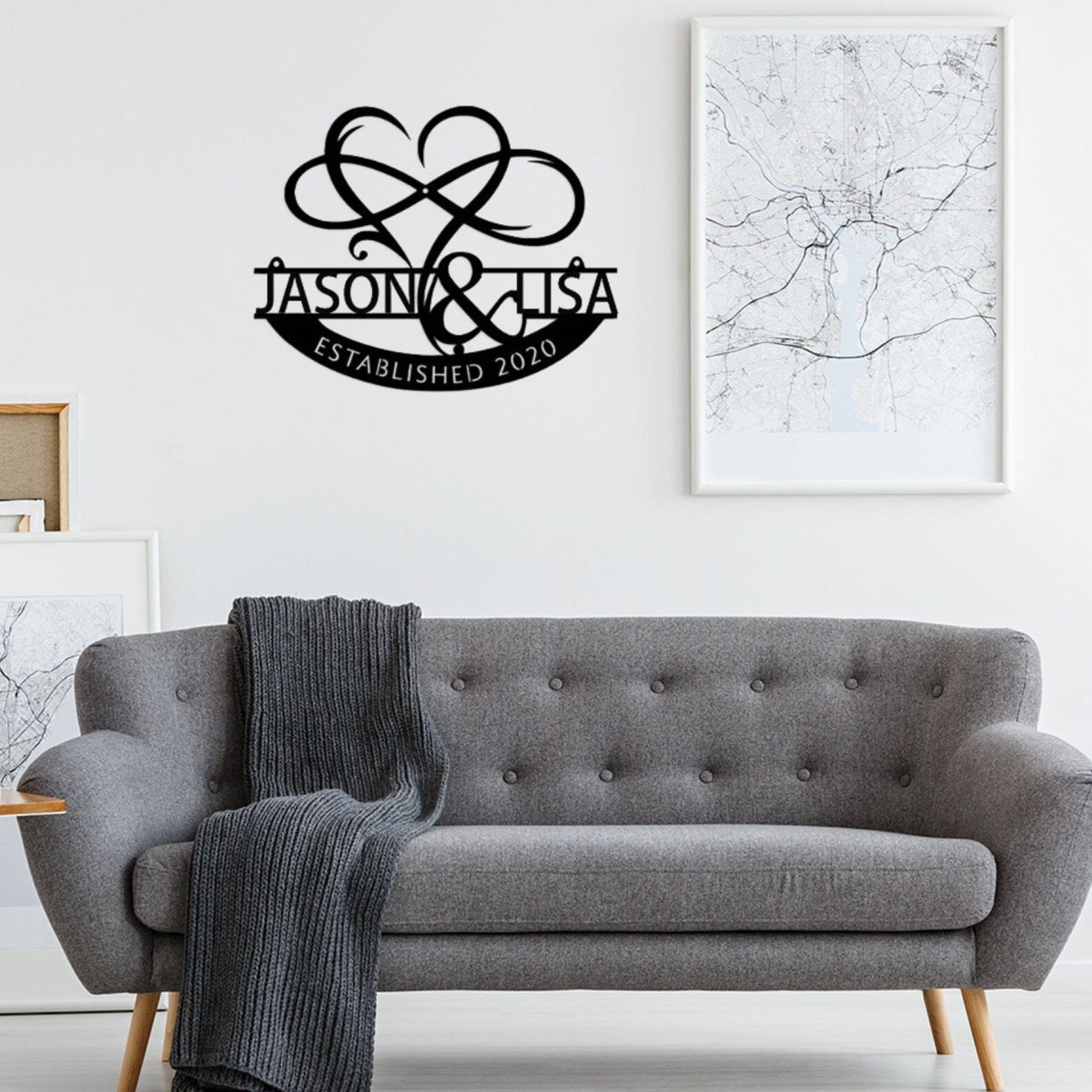 Custom Handmade Wedding Metal Sign of Name with Heart and Infinity-MetalsignX