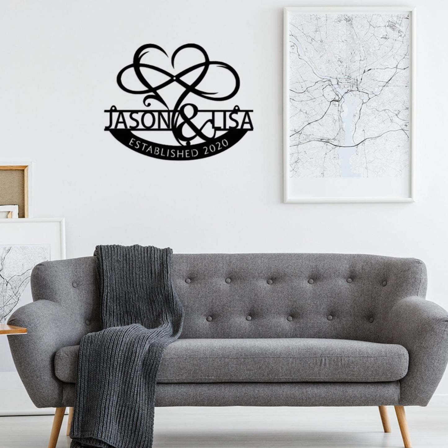 Custom Handmade Wedding Metal Sign of Name with Heart and Infinity-MetalsignX