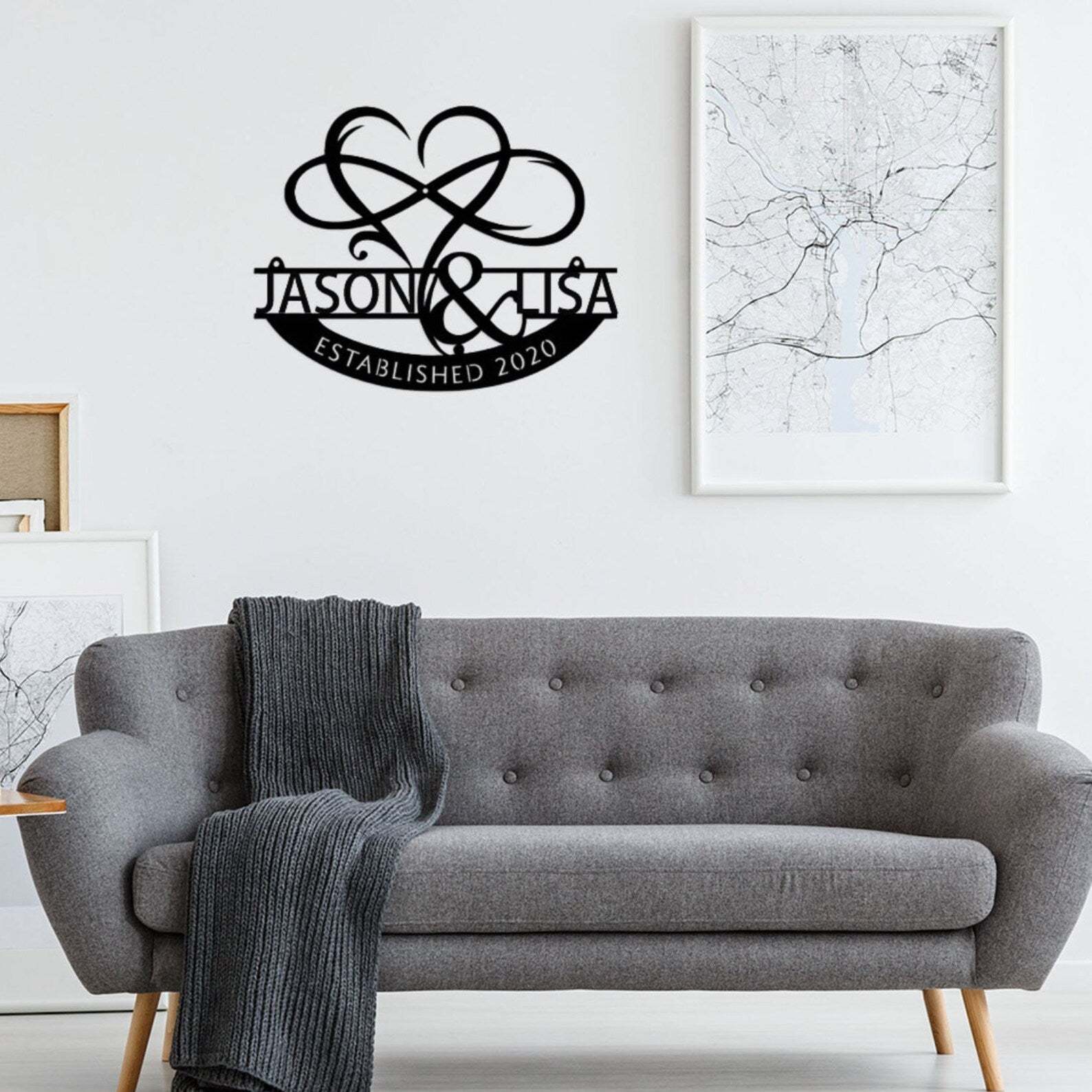 Custom Handmade Wedding Metal Sign of Name with Heart and Infinity-MetalsignX