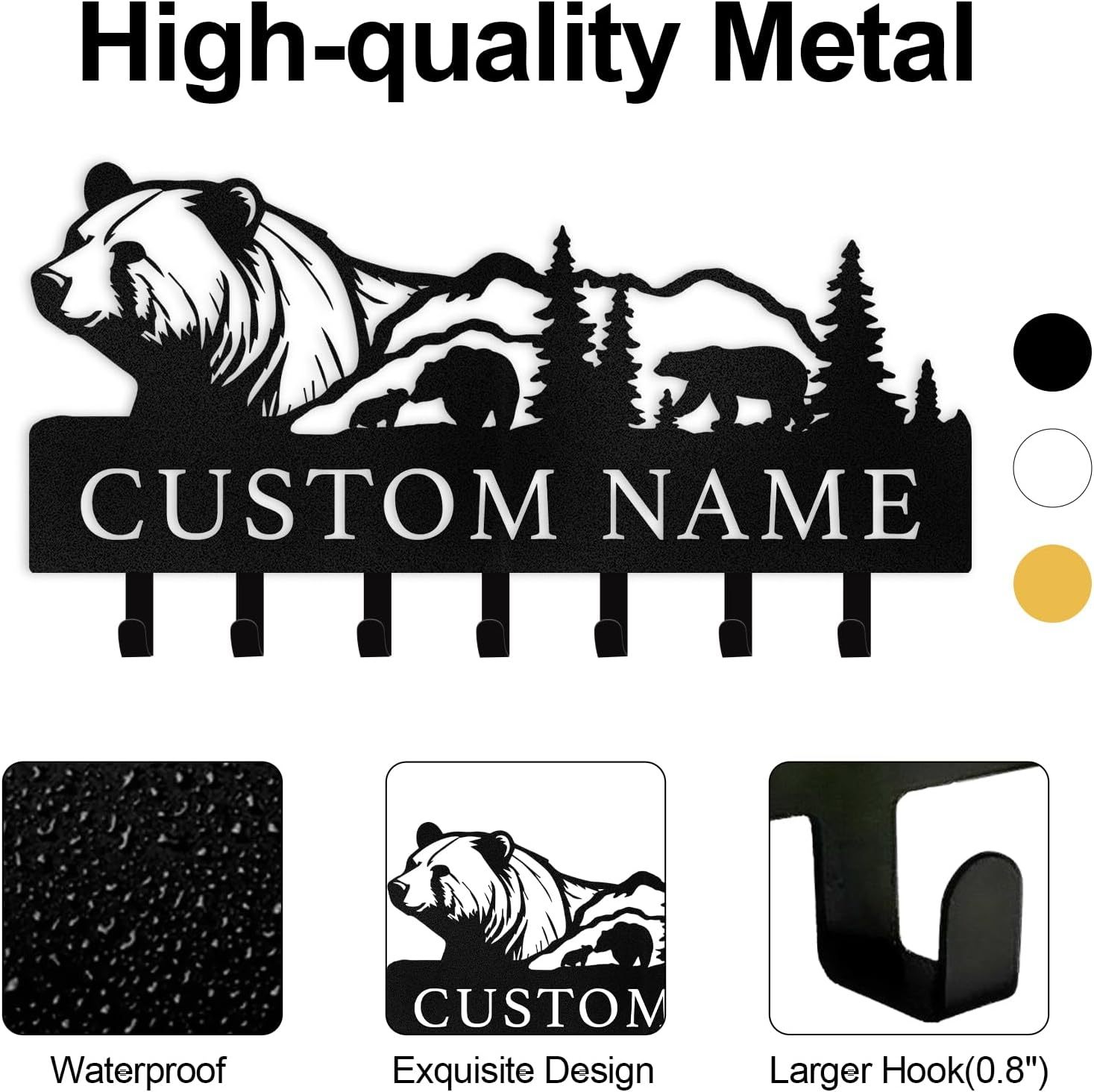 Personalized Polar Deer & Bear Key Holder on Wall | Wall-Mounted Key Organizer Rack-MetalsignX