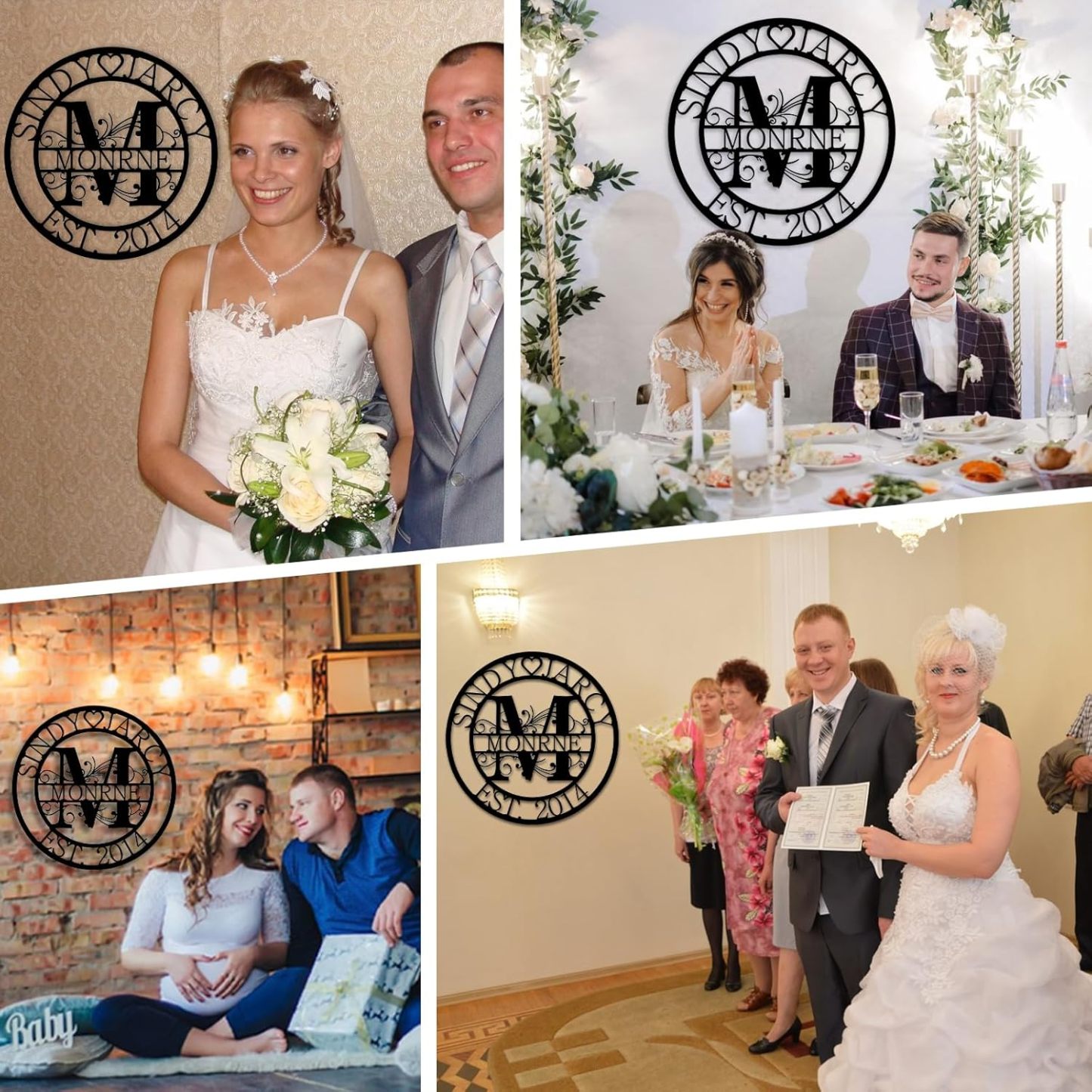 Custom Family Name Metal Sign, Monogram Wall Decor, Personalized Anniversary Wedding Couple Gifts-MetalsignX