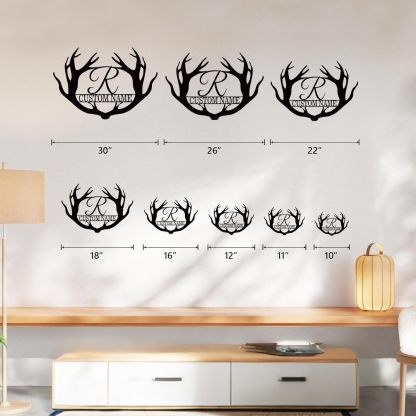 Personalized Metal Name Sign, Deer Antlers Monogram, Family Last Name Wall Art, Rustic Home Decor & Wedding Gifts-MetalsignX