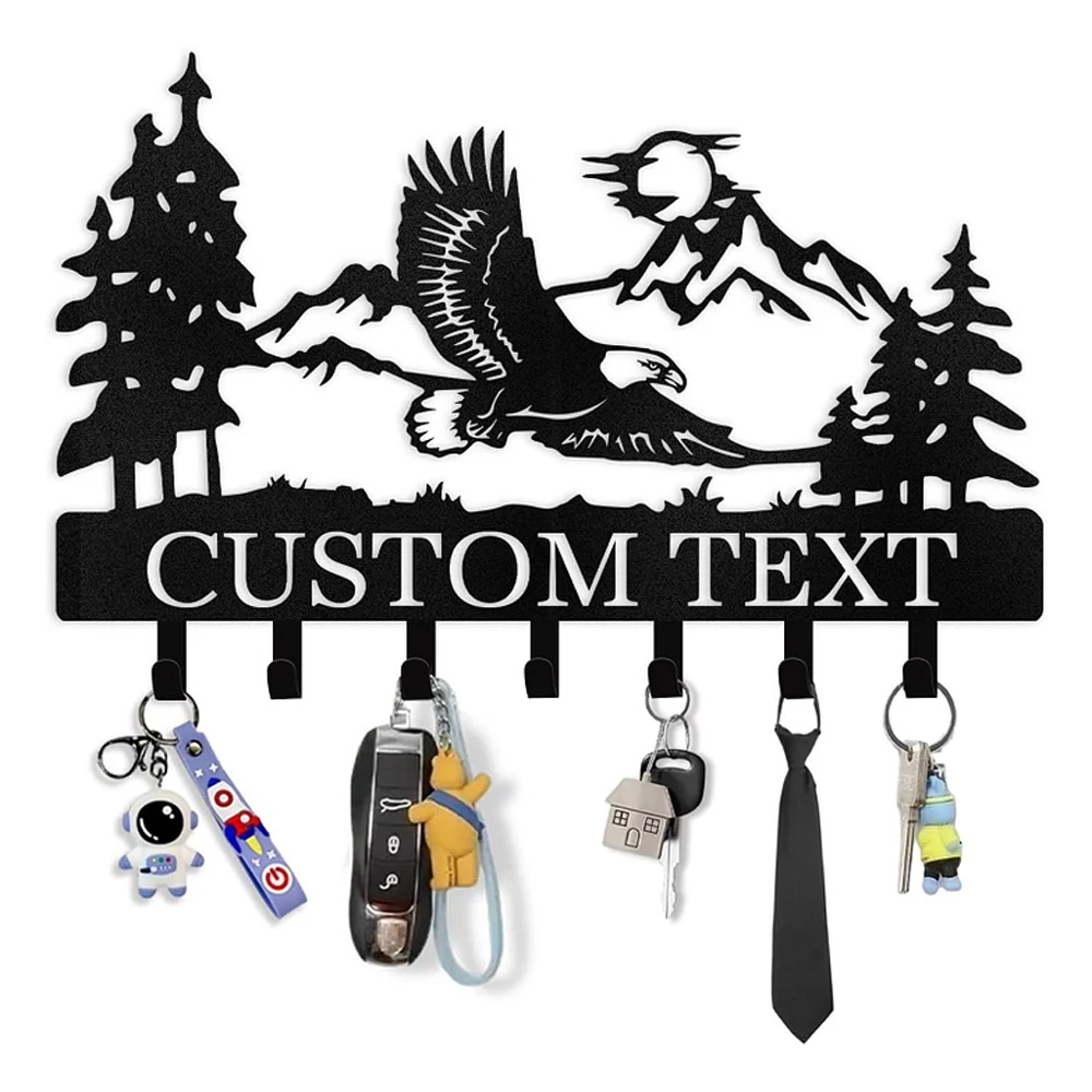Personalized Eagle Key Holder Wall Mounted, Custom Name Metal Key Hooks-MetalsignX