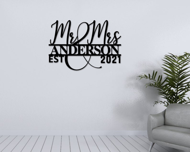 Personalized Wedding Gift Family Name Metal Sign For Anniversary Couple Gift-MetalsignX