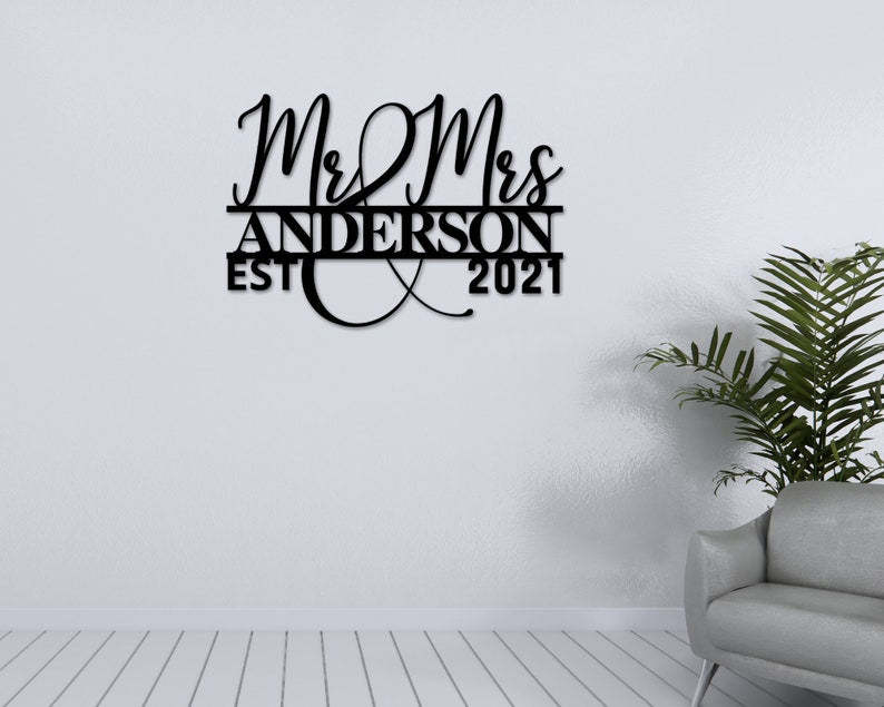 Personalized Wedding Gift Family Name Metal Sign For Anniversary Couple Gift-MetalsignX