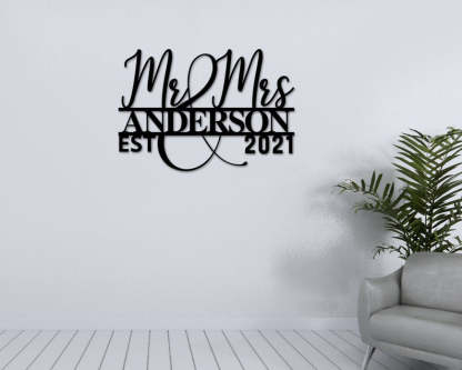 Personalized Wedding Gift Family Name Metal Sign For Anniversary Couple Gift-MetalsignX