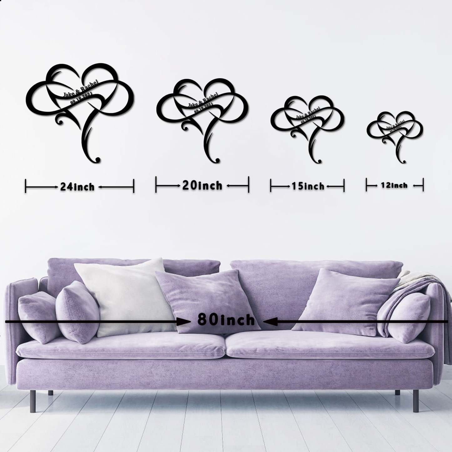 Custom Wedding Metal Sign of Name And Special Date with Heart Intertwined-MetalsignX