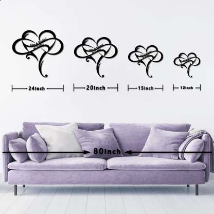 Custom Wedding Metal Sign of Name And Special Date with Heart Intertwined-MetalsignX