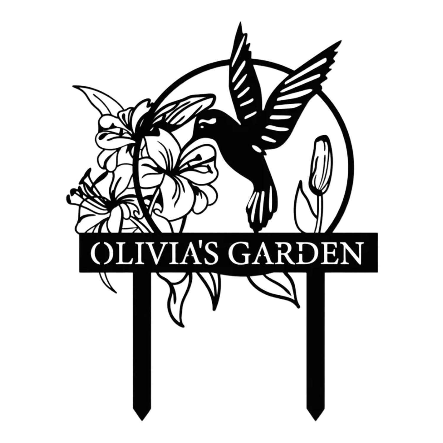 Personalized Garden Stake Metal Sign, Customized Bird Garden Name Sign Yard Sign-MetalsignX