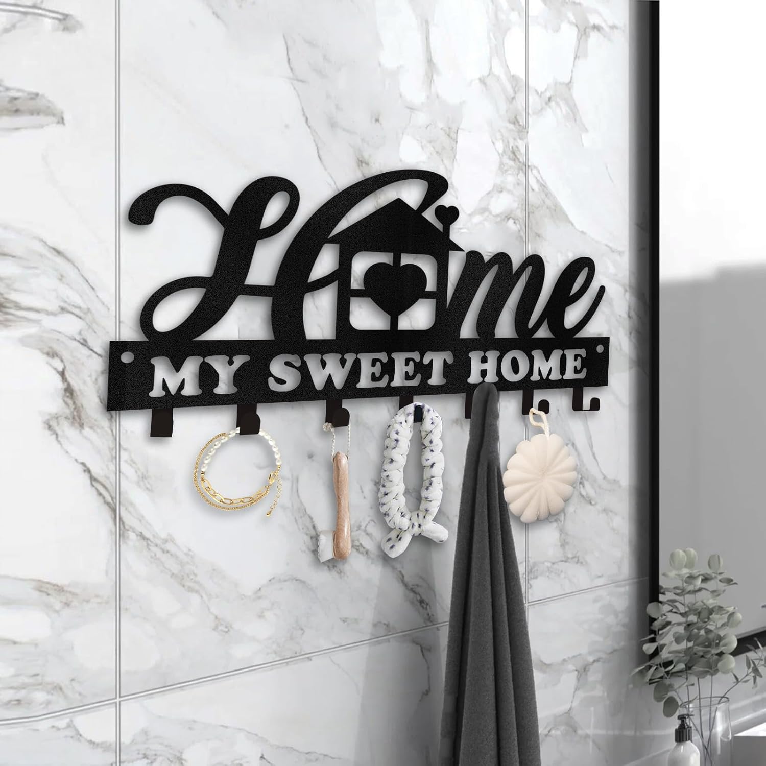 Personalized Key Holder for Wall, Sweet Home Key Holder Wall Mounted-MetalsignX