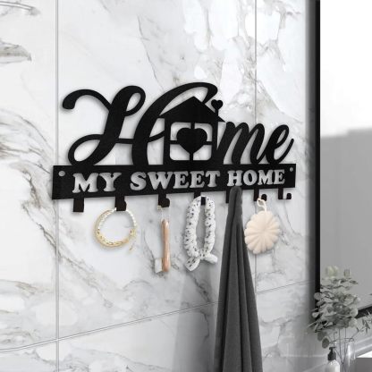 Personalized Key Holder for Wall, Sweet Home Key Holder Wall Mounted-MetalsignX