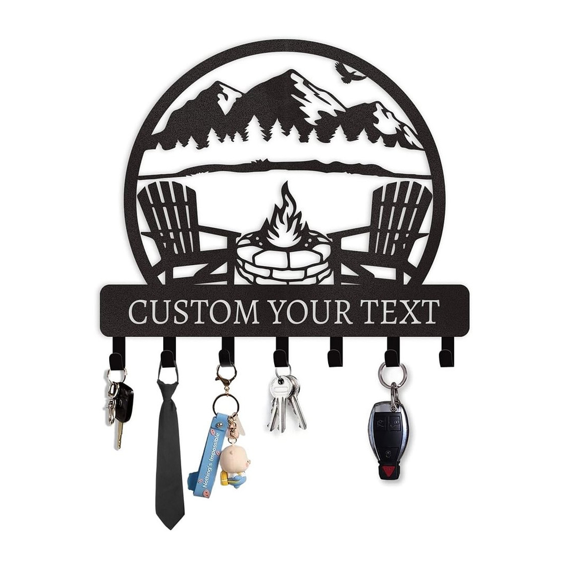 Personalized Key Holder for Wall, Custom Family Name Key Rack Holder-MetalsignX