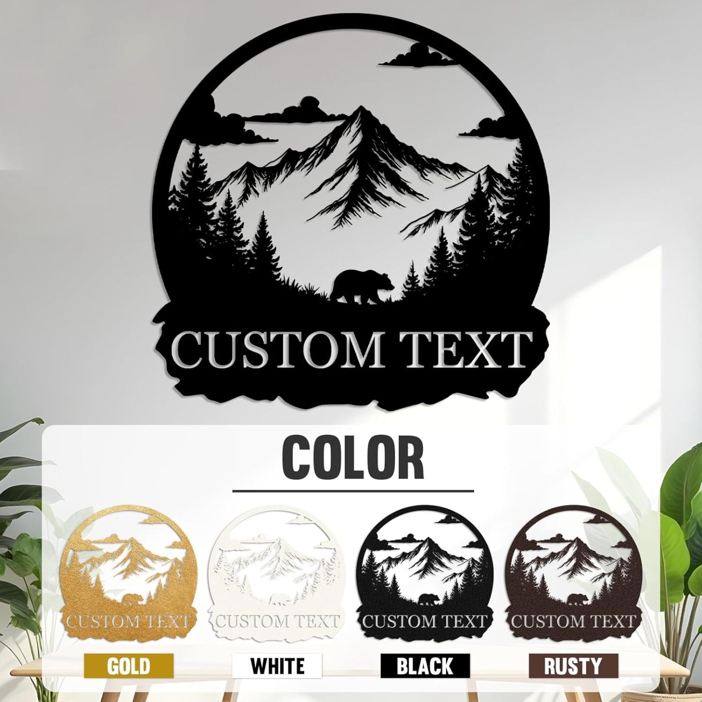 Personalized Metal Bear Sign, Custom Family Last Name Sign | Rustic Cabin and Outdoor Wall Decor-MetalsignX