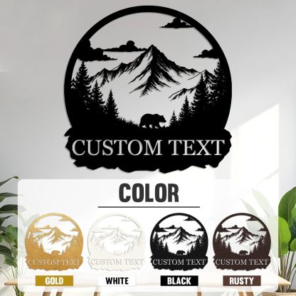 Personalized Metal Bear Sign, Custom Family Last Name Sign | Rustic Cabin and Outdoor Wall Decor-MetalsignX