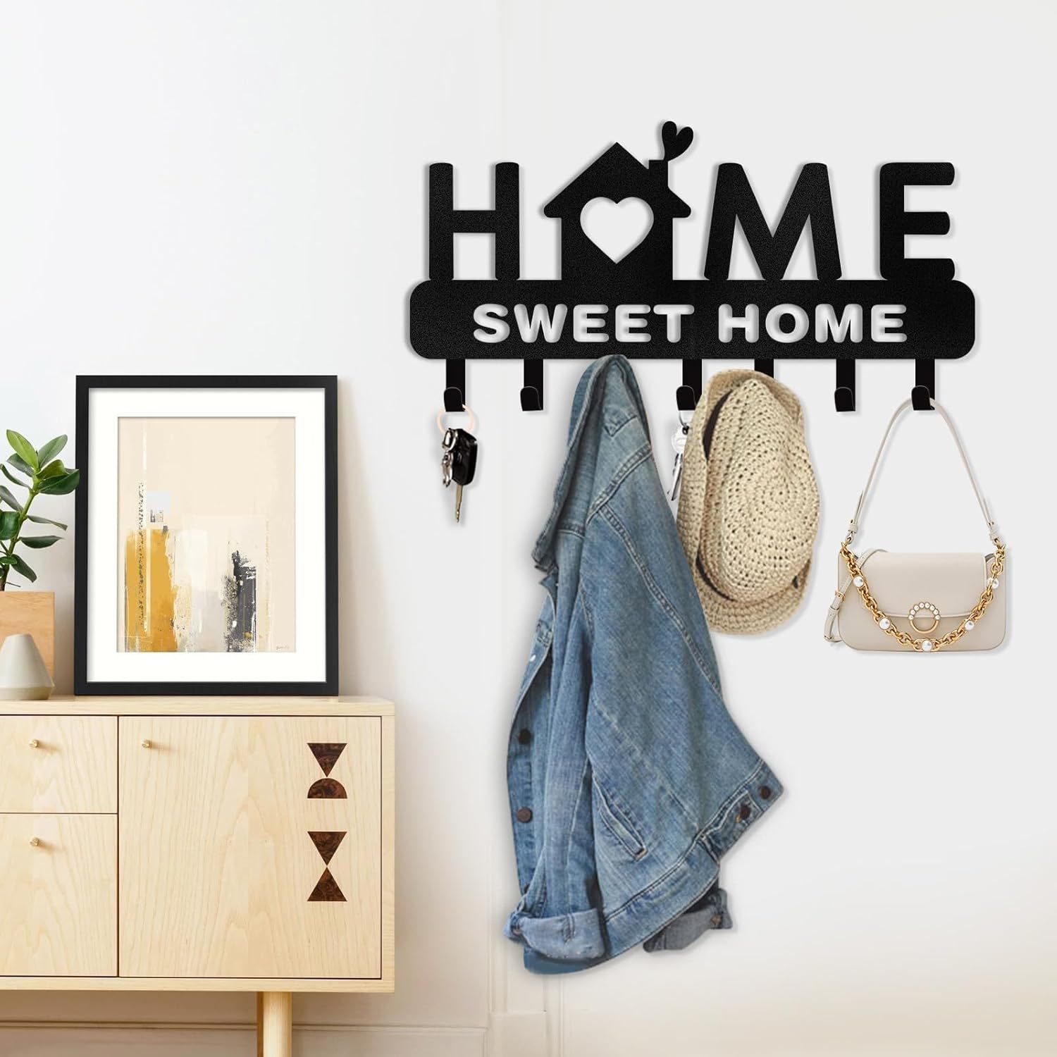 Personalized Key Holder for Wall, Custom Forest Deer Coat Rack Wall Hanging-MetalsignX