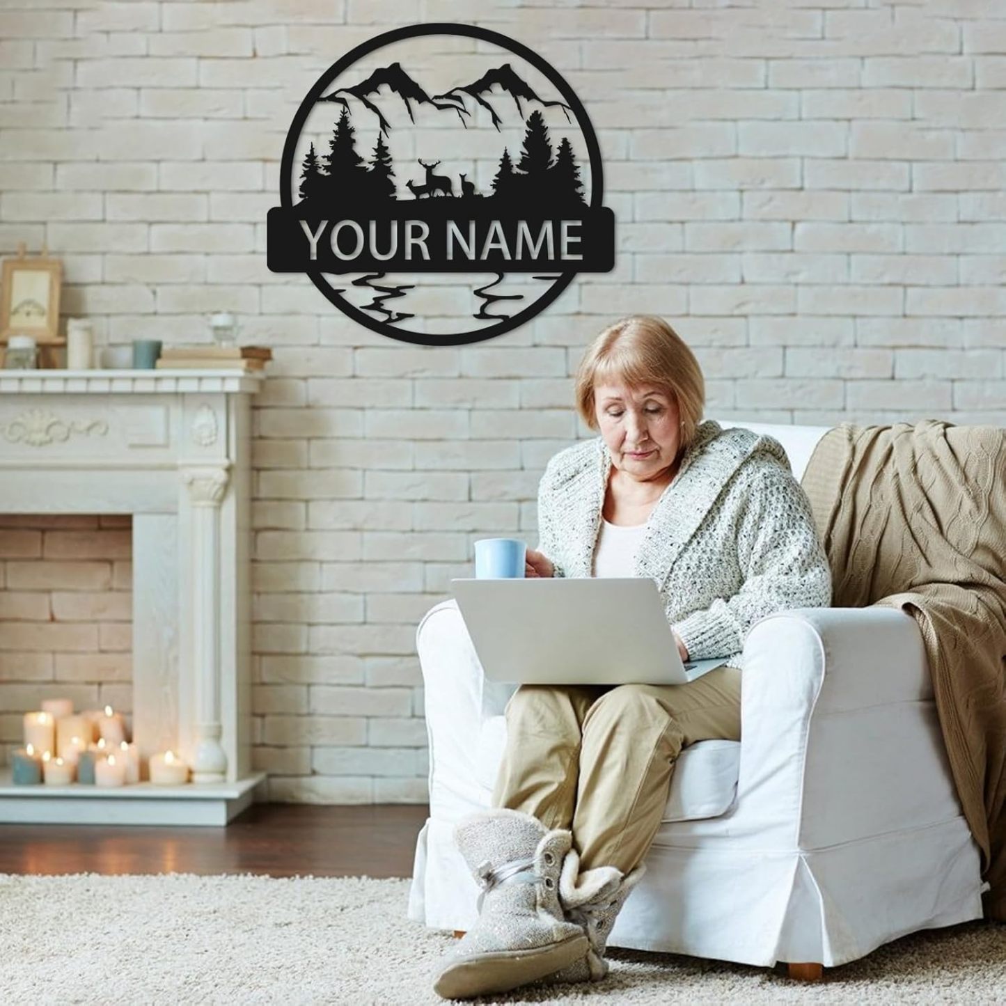 Custom Signs Outdoor Metal, Mountain Design, Personalized Camping Gifts-MetalsignX