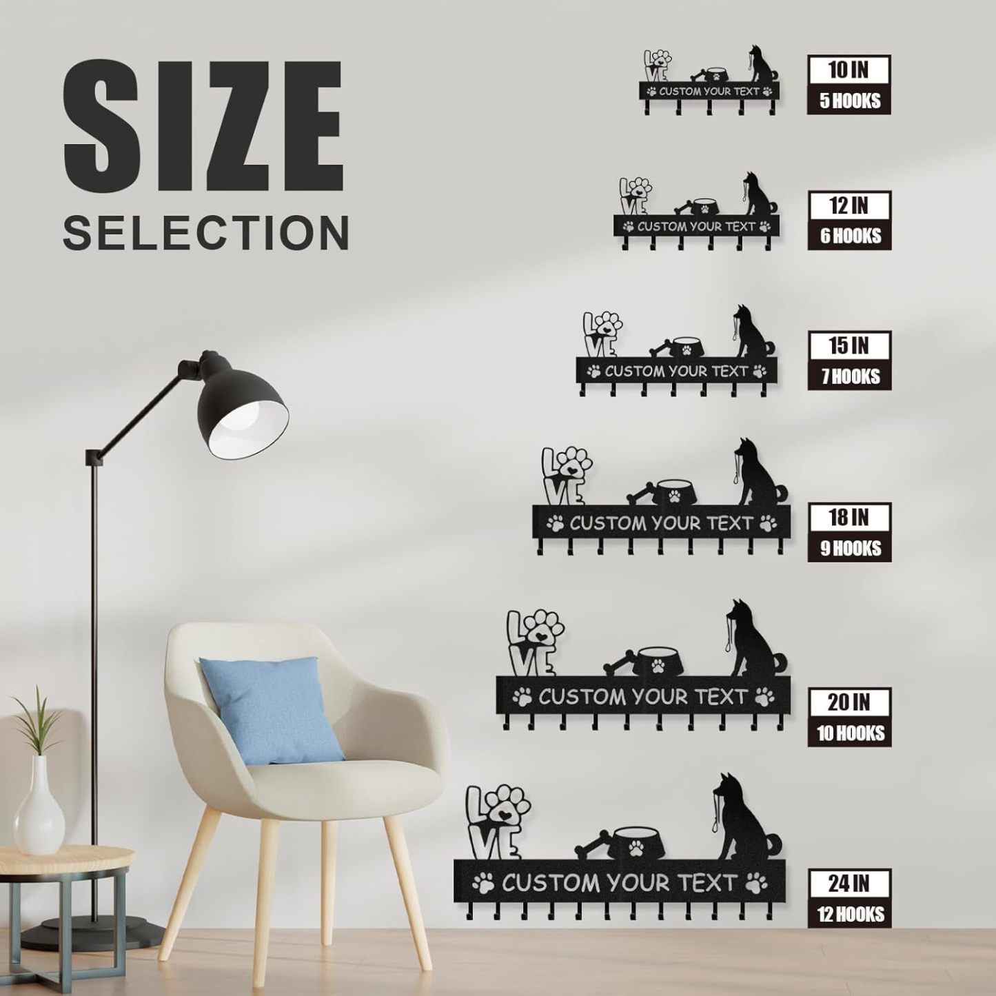 Custom Dog Leash Holder for Wall, Custom Metal Key Holder Wall Mount-MetalsignX