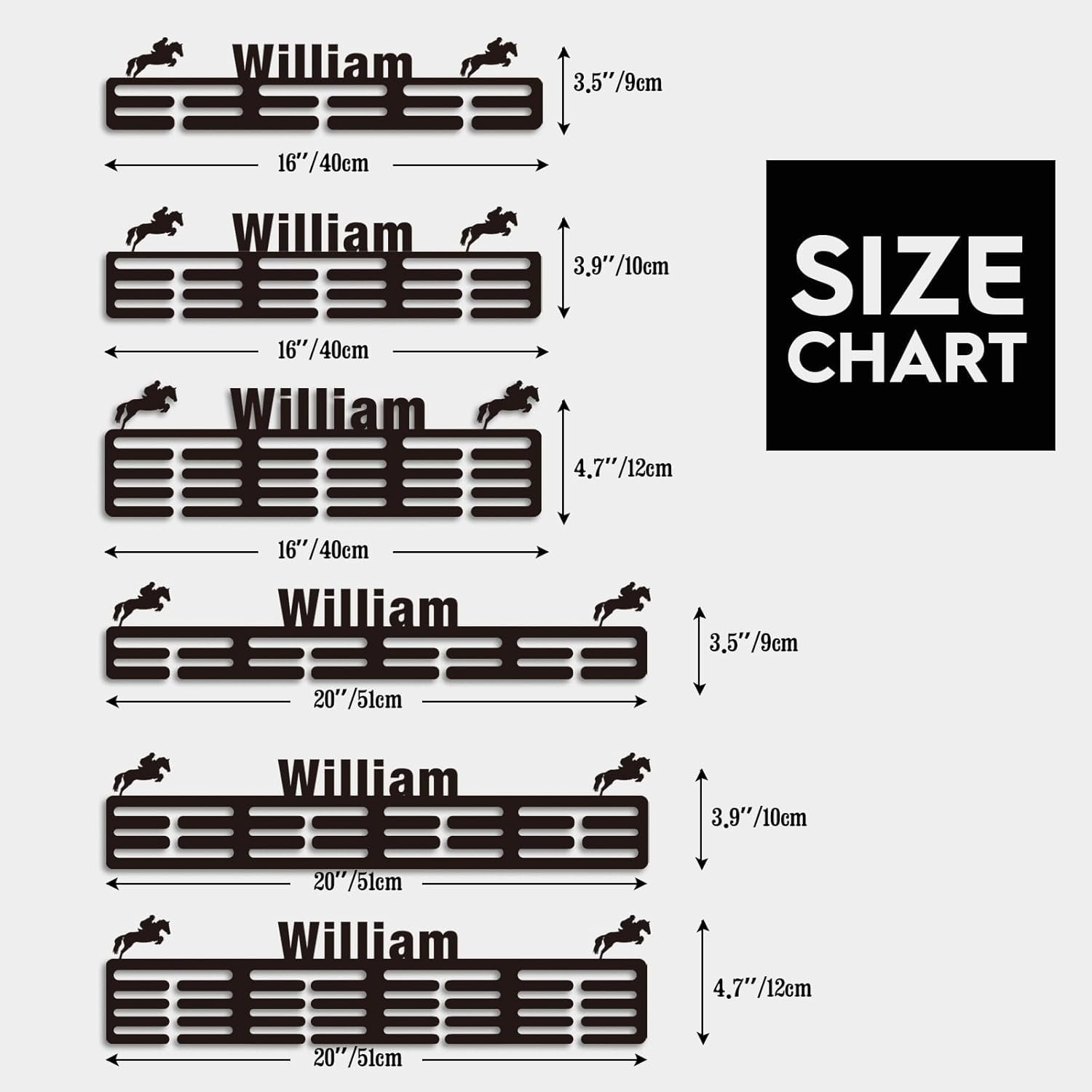 Personalized Medal Hanger Display with Name - Custom Pattern Medal Sports Race Soccer Plaques Holder for Wall Mount Hold Up 60 Medals Awards Hanger Rack for Athletes and Youth