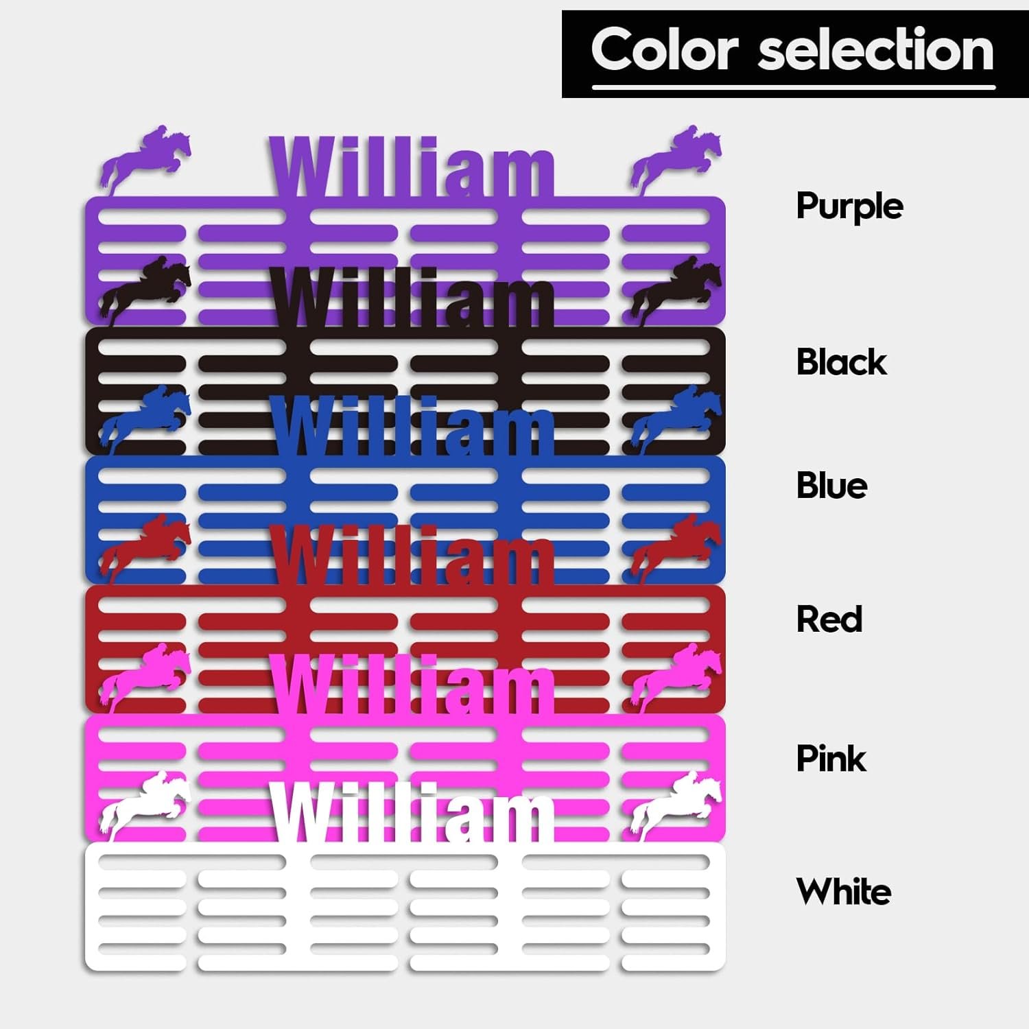 Personalized Medal Hanger Display with Name - Custom Pattern Medal Sports Race Soccer Plaques Holder for Wall Mount Hold Up 60 Medals Awards Hanger Rack for Athletes and Youth
