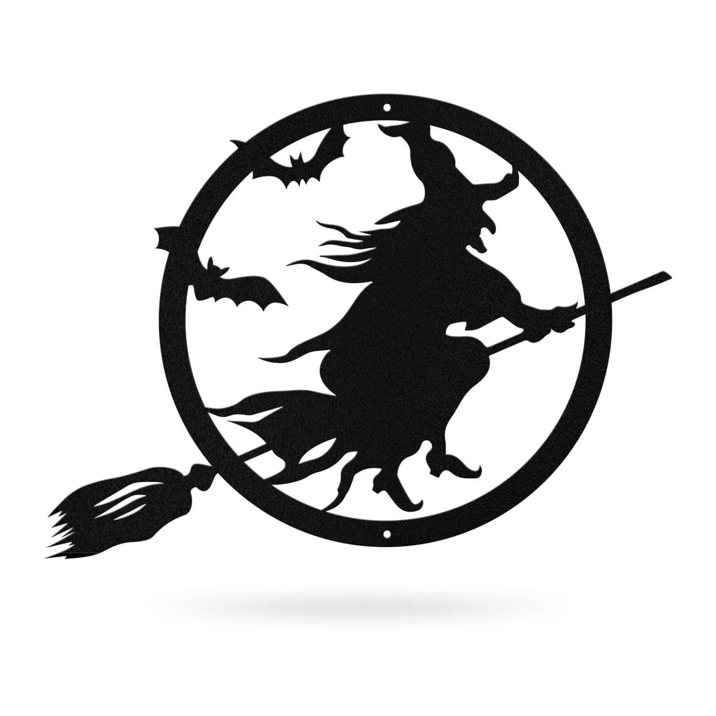 Halloween Witch Riding Broom Metal Sign, Spooky Witch Wall Decor, Outdoor Halloween Decoration, Haunted House Door Hanging