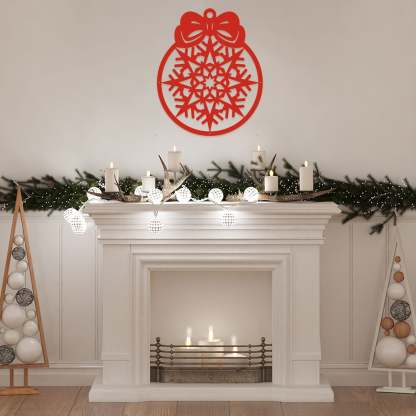 Merry Christmas New Year��s Ball, Snowflake Ornament Metal Wall Decor, Holiday Hanging Decoration for Home and Outdoor Display